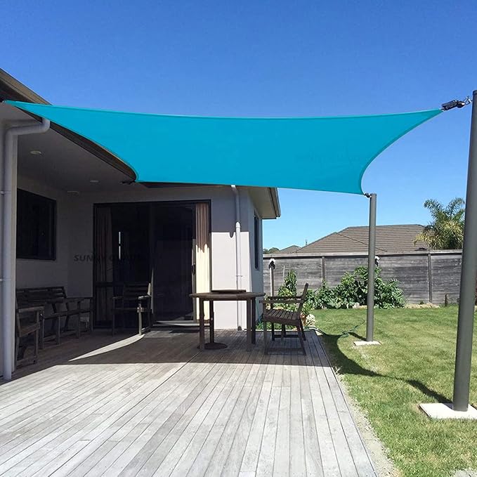 SUNNY GUARD Custom Size 9'x9' Turquoise Blue Sun Shade Sail Rectangle UV Block by SUNNYGUARD