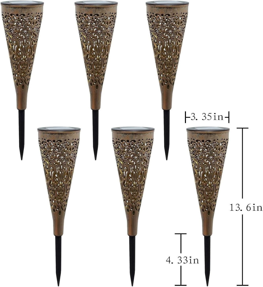 6 Pack Solar Lights Outdoor Garden Decorative Mandala Solar Garden Lights with Warm Light Waterproof Solar Pathway Landscape Lights for Path Backyard Walkway Yard Decor, Gardening Gifts for Women