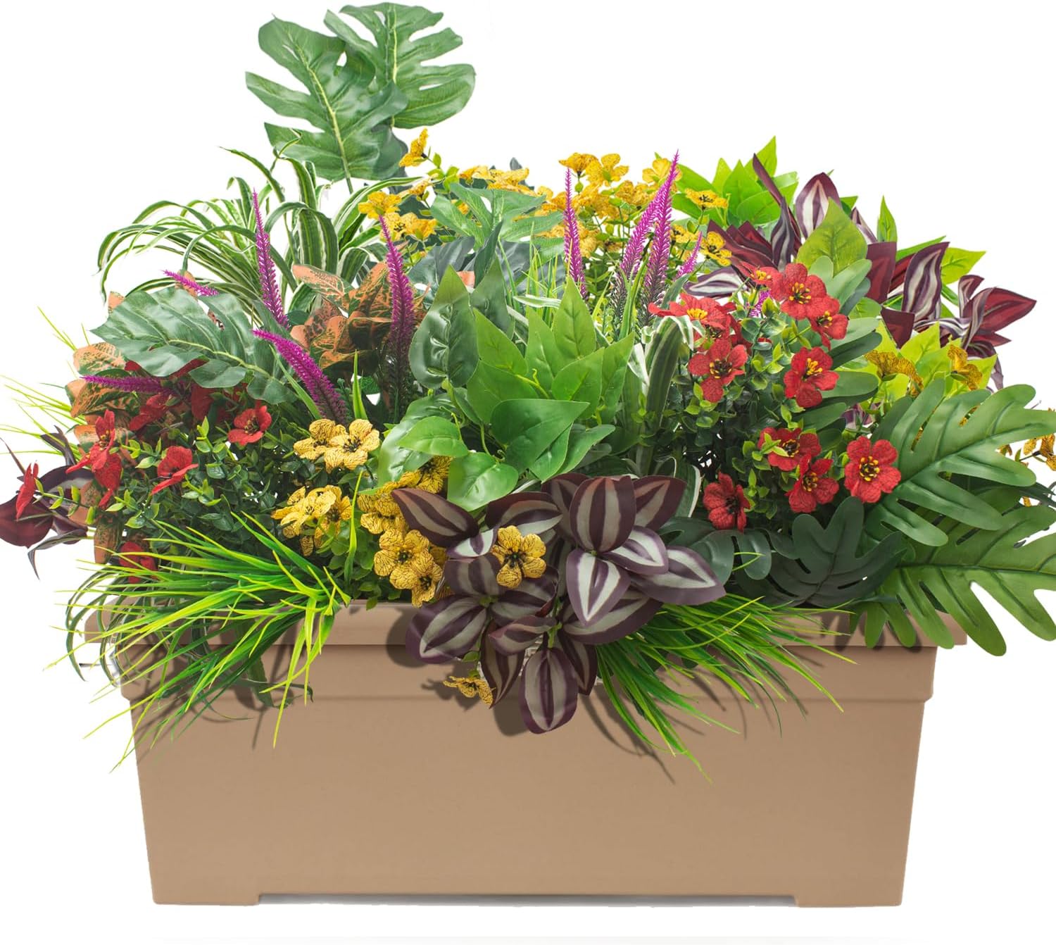 Grunyia 20PCS Fake Flowers UV Resistant Artificial Plants & Faux Shrubs - Outdoor Plastic Greenery Stems for Garden Porch, Window Box Planter, Home Decor(Pot Not Included)
