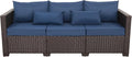 Rattaner 3-Seat Patio Wicker Sofa, Outdoor Rattan Couch Furniture Steel Frame by Rattaner