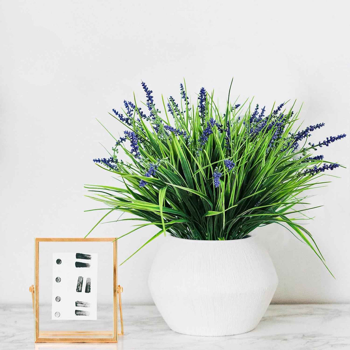 XLFAQXM 12 Bundles Artificial Plants Outdoor Flowers Fake Grass No Fade Faux Plastic Shrubs for Pot Garden Wedding Porch Hanging Planter for Window Box Decoration Greenery uv Resistant (GrassC1)
