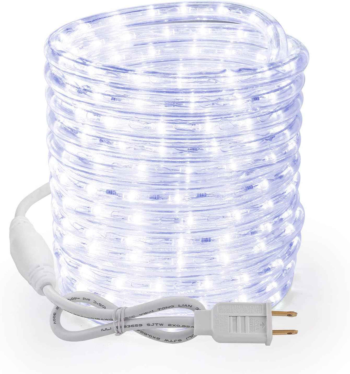 Brizled Cool White Rope Lights Connectable, 18ft 216 LED Rope Light Outdoor | 120V ETL Certificated Plugin Christmas Tube Light; Indoor Outdoor Clear PVC Tube Waterproof for Tree Patio Xmas Camping Decor