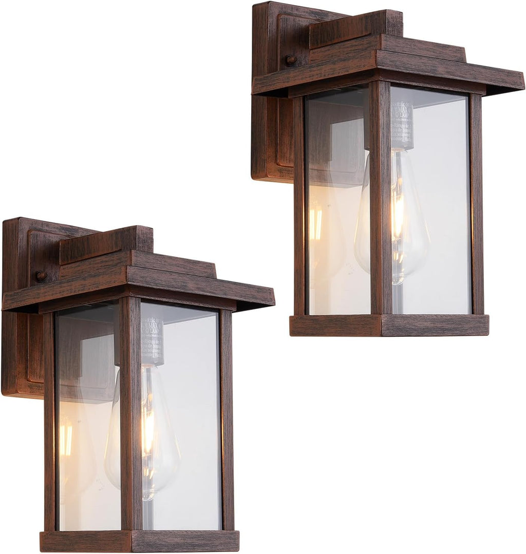 Outdoor Wall Sconce, Brown Outside Porch Light Fixtures Clear Glass