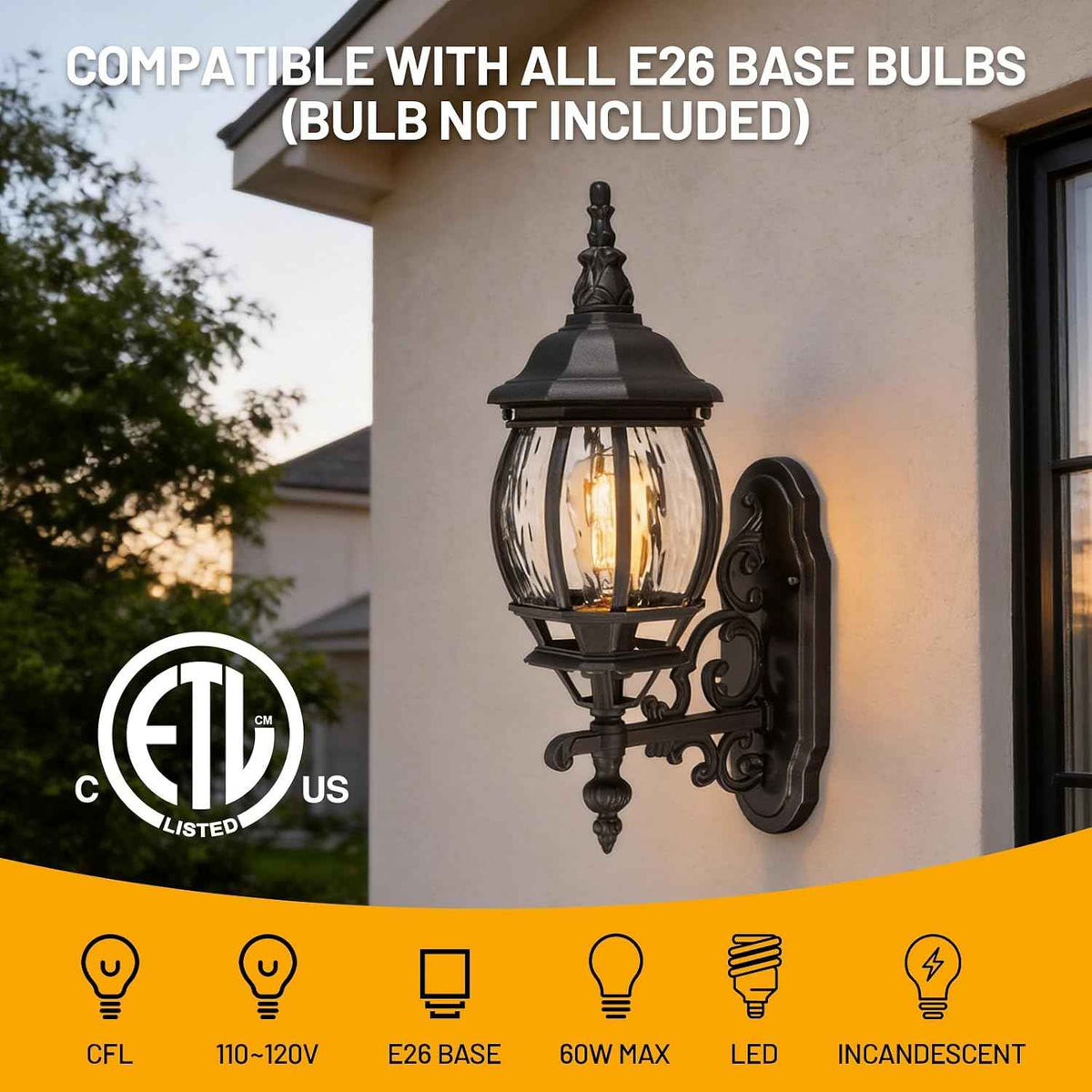Outdoor Wall Lights fixtures for House, Black Exterior Light Fixtures Wall Mount, Waterproof Front Porch Light Outdoor Sconce Lights for House Garage Patio