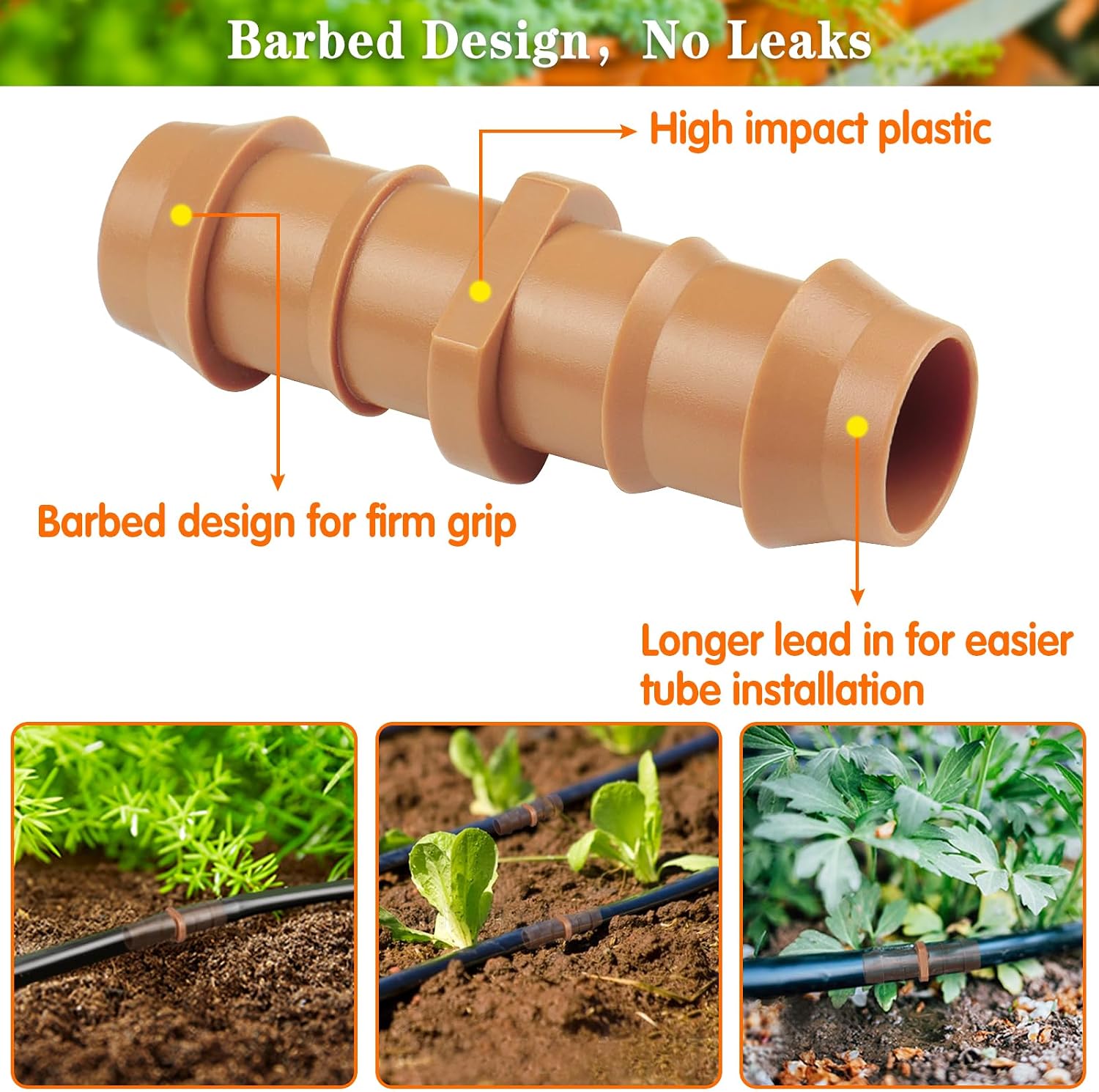 Drip Irrigation Fittings Kit for 1/2" Tubing, 37 Pieces 1/2 Inch Drip Line Connectors for Drip Sprinkler Systems - 14 Couplings, 8 Tees, 6 End Caps, 5 Elbows, 2 cross connectors and 2 drip valves