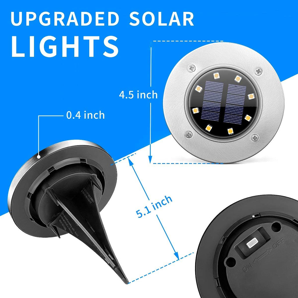 SOLPEX Solar Lights Outdoor Waterproof, 12 Pack Solar Ground Lights, Solar Garden Lights Landscape Lighting for Pathway Driveway Patio Backyard Walkway (Cool White) | IP65 Waterproof Stainless Steel Landscape Lighting for Driveway, Pathway, Garden, Pat...