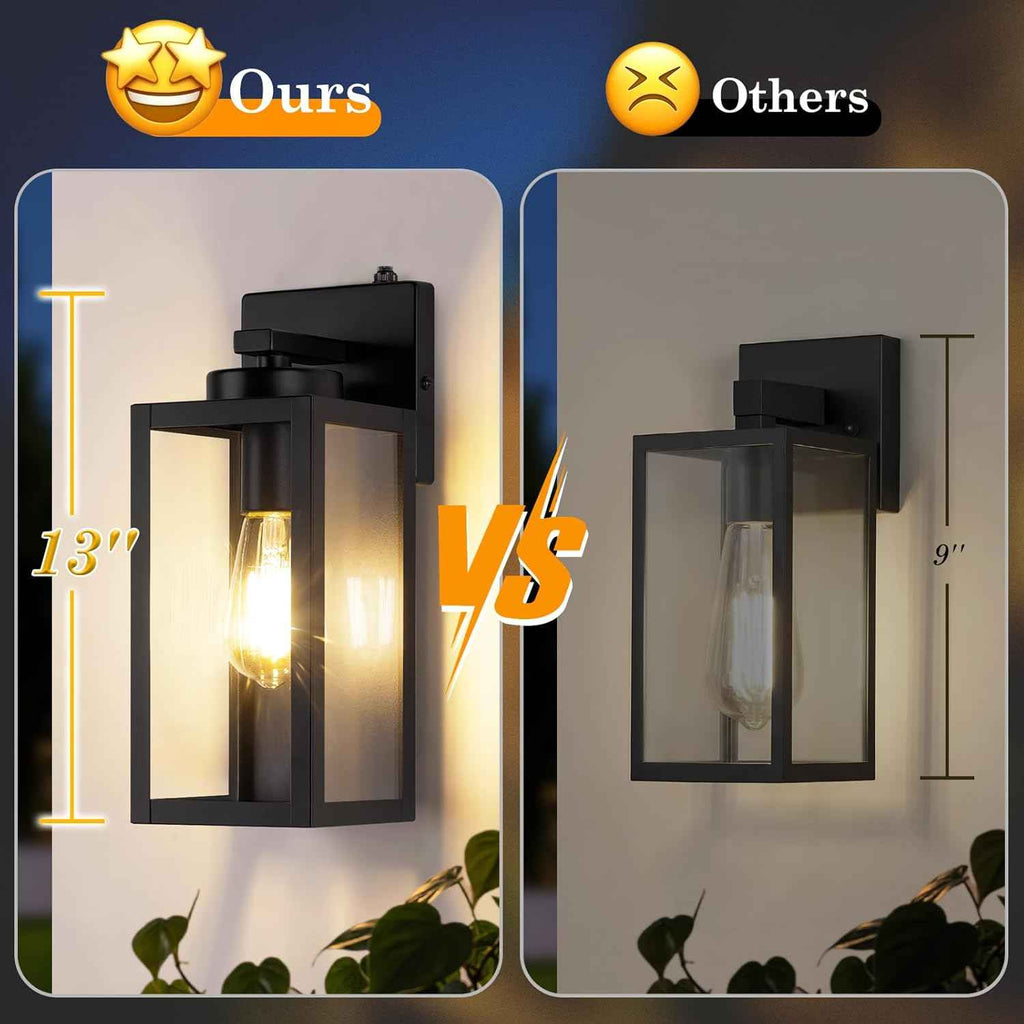 BesLowe Upgraded Dusk to Dawn Outdoor Wall Lights, Matte Black, 2-Pack | Auto On/Off, Rust-Resistant, Quick & Easy Installation, Waterproof & Weatherproof, Thick Clear Glass & Durable Metal