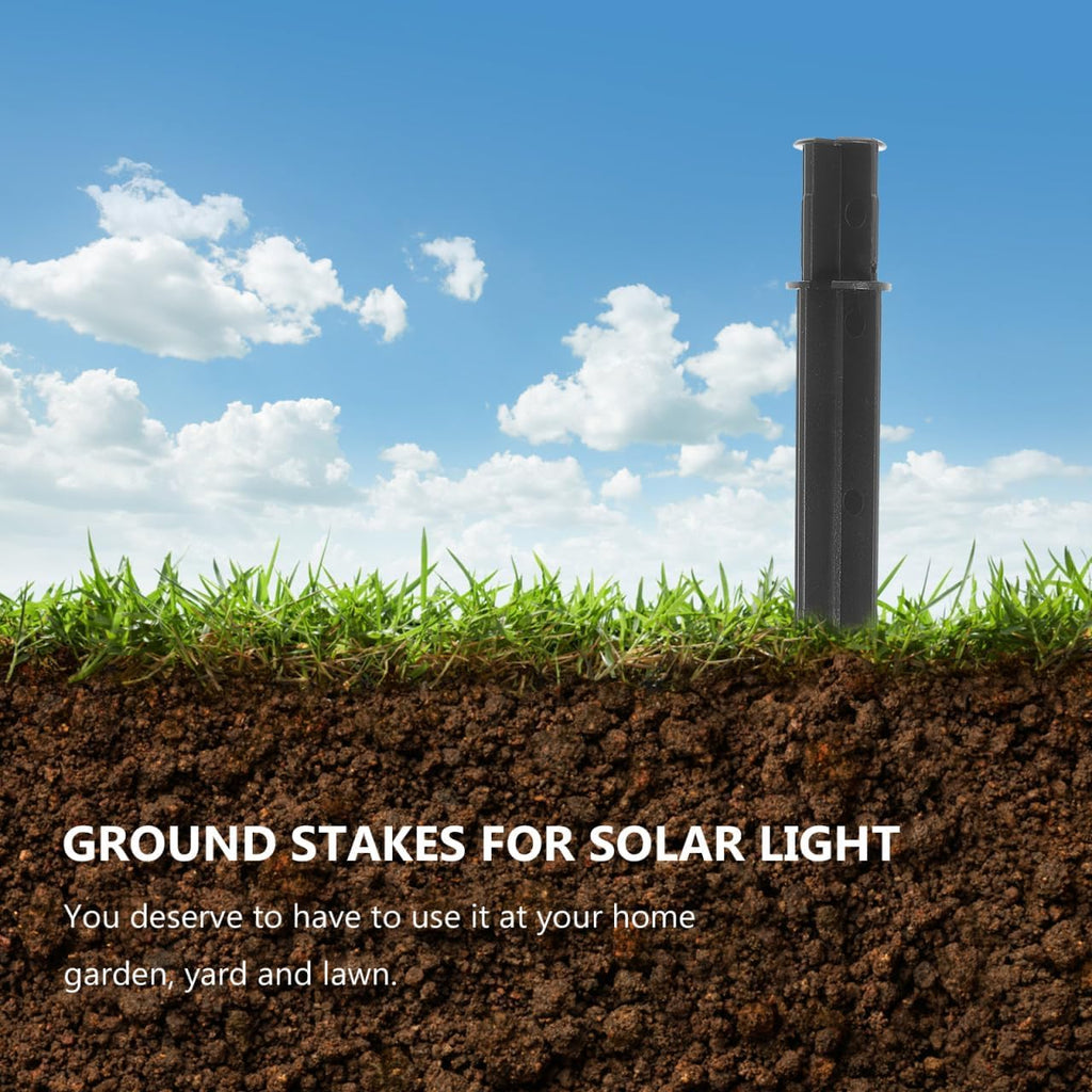 5 Pcs ABS Plastic Solar Ground Spikes, Black Ground Spike Replacement, Landscape Lighting Stakes, Solar Pathway Lights Outdoor Garden Lamp Support Stand Lighting Accessories（Round top Style）
