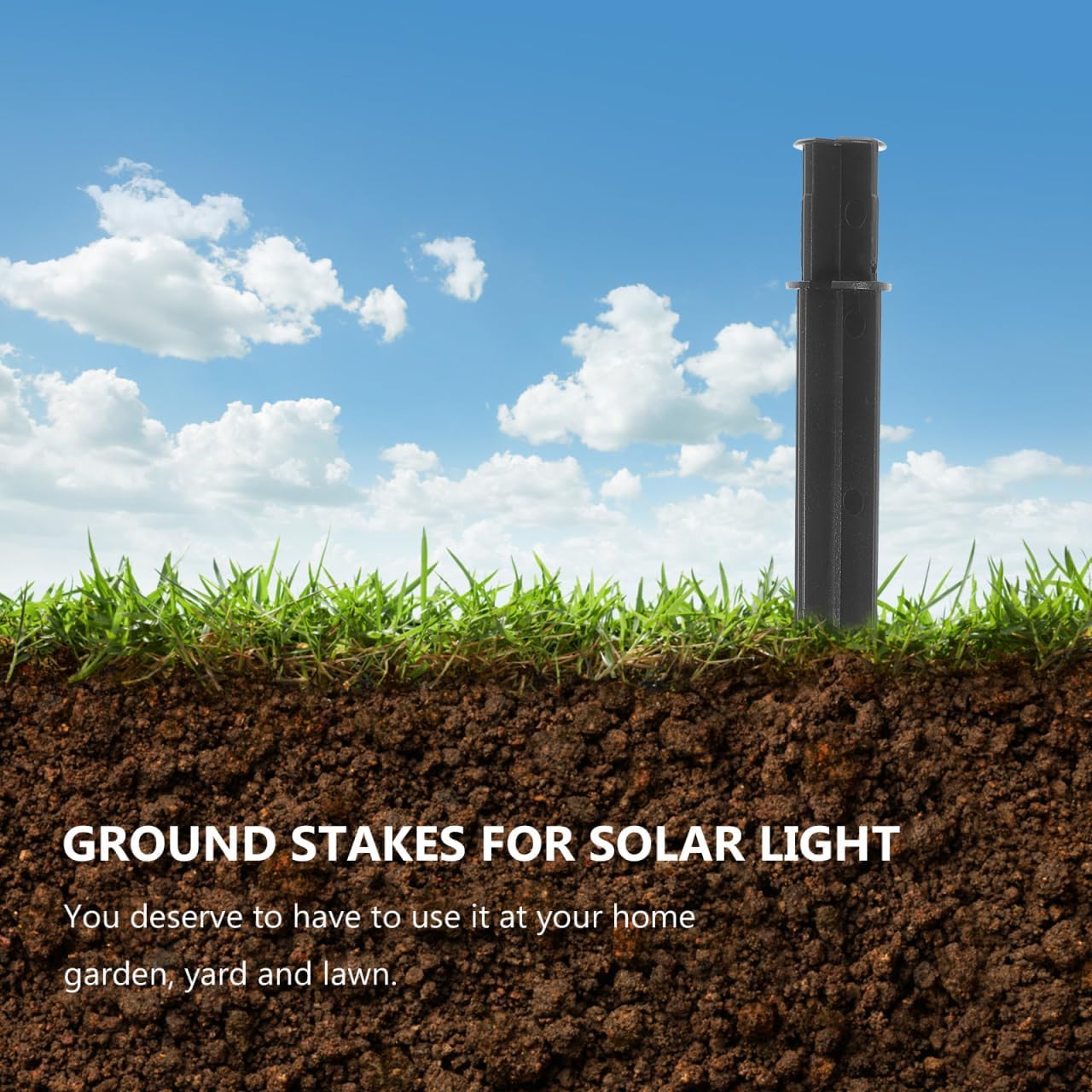 5 Pcs ABS Plastic Solar Ground Spikes, Black Ground Spike Replacement, Landscape Lighting Stakes, Solar Pathway Lights Outdoor Garden Lamp Support Stand Lighting Accessories（Round top Style）