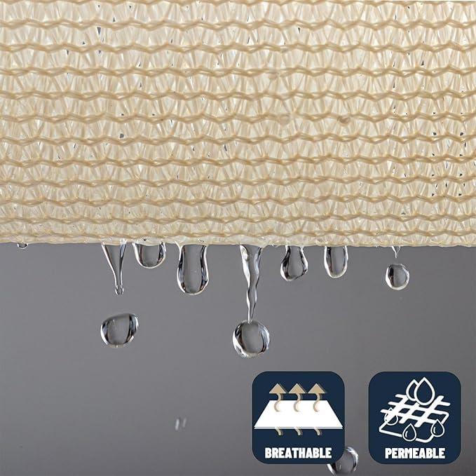 SUNNY GUARD Custom Size 8'x22' Rectangle Butter Cream UV Block Sunshade - Image 5