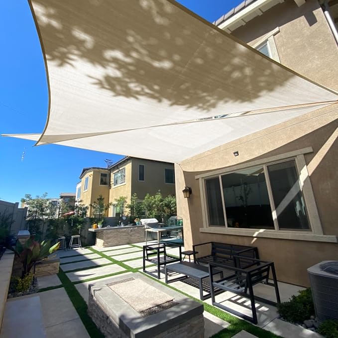 SUNLAX Sun Shade Sail SS-137 20' x 20' x 28.3' Butter Cream Right Triangle by SUNLAX