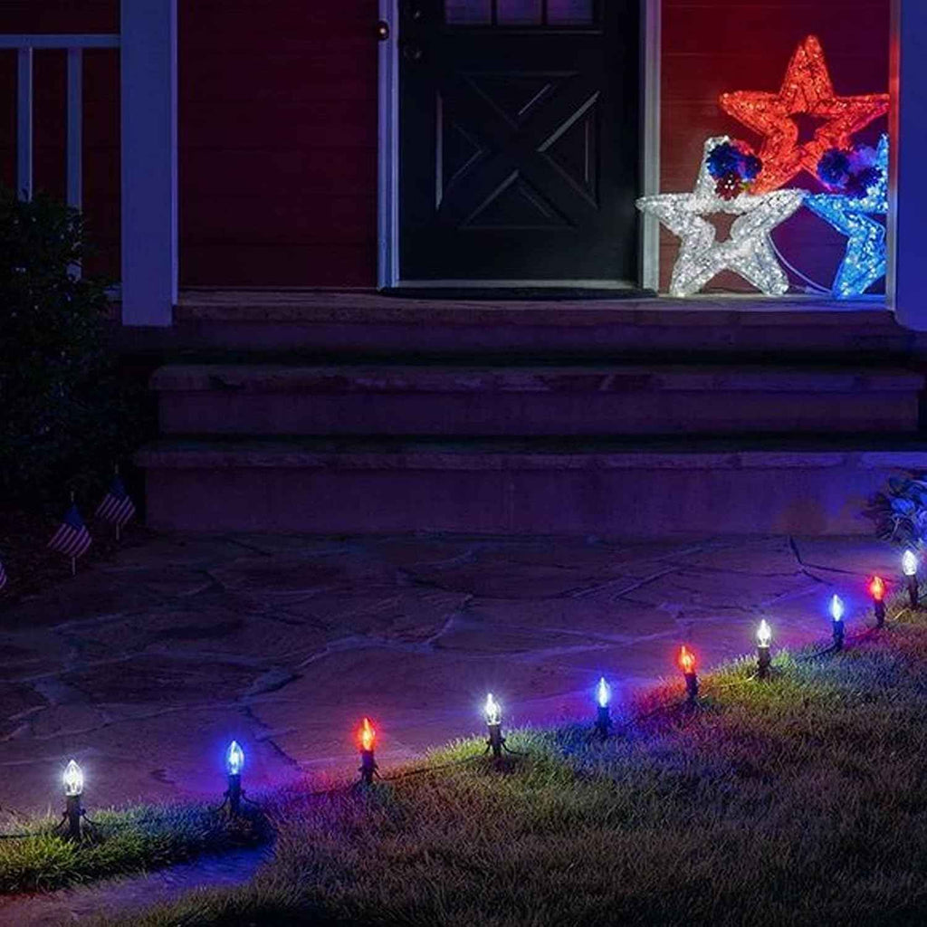 Dazzle Bright 5.5 Inch 100 Pcs C9 Christmas Light Ground Stakes for Outdoor Decor - Black Plastic Spikes for Lawn, Garden, Patio