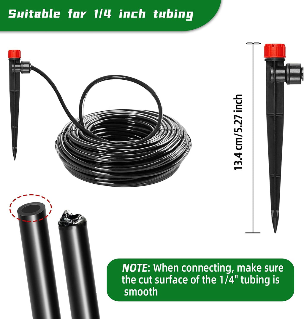 30PCS Push-to-Fit Drip Irrigation Emitters for 1/4 inch Irrigation Tubing, Adjustable 360 Degree Drip Emitter Sprayer with Stake, Irrigation Dripper Sprinklers for Drip Irrigation System