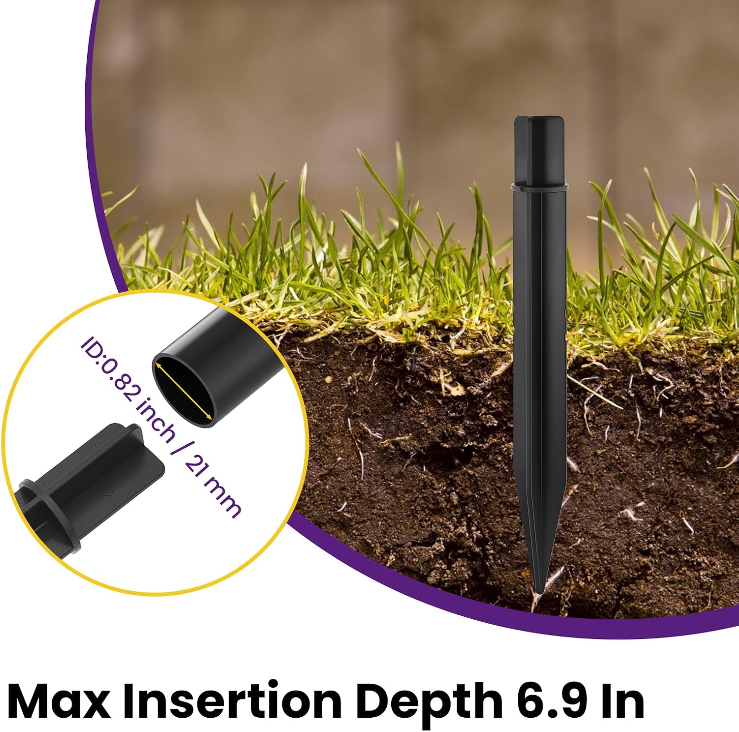 10 Pcs Solar Light Stakes Kit, ABS Plastic Ground Spikes Replacement | Reinforced Ground Stakes & Round Bases, Fit 0.83" ID Round Pole, for Solar Pathway Lights Garden Lights Torch Lights
