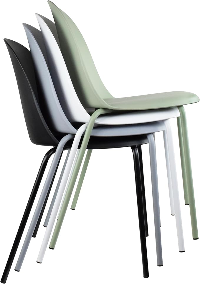 2xhome Set of 2 Modern Stackable Armless Dining Chairs, Plastic Shell Seat - Image 4