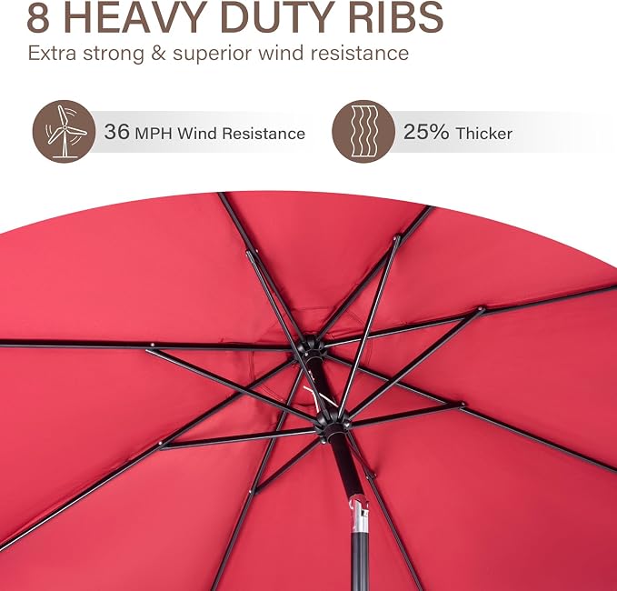 Backyard Expressions 9 ft. Patio Umbrella, Market Table Umbrella w/Tilt and - Image 6