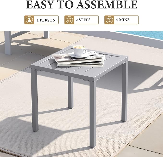 Crestlive Products Aluminum Outdoor Side Table, Pool Lounge Chair Side Table - Image 6