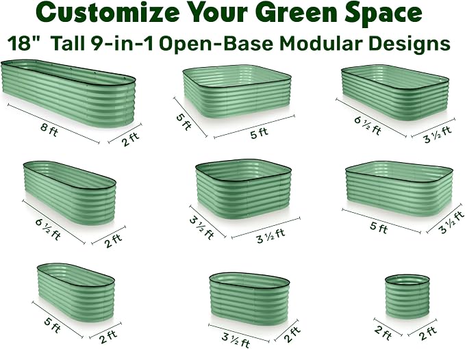 9-in-1 Galvanized Steel Raised Garden Bed // 8×2×1.5 ft Modular Planter - Image 2