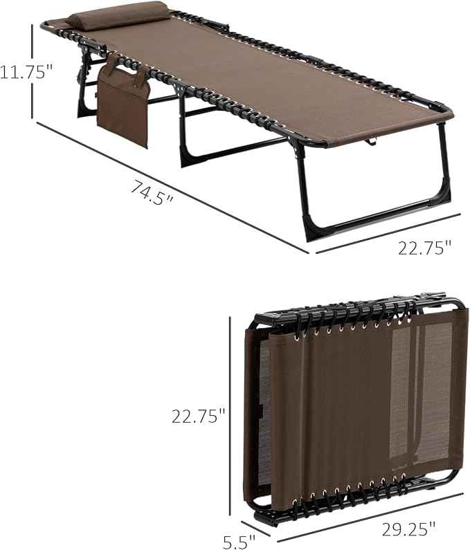 Outsunny Chaise Lounge Chair Outdoor, 5-Position Adjustable Sun Tanning Chair