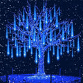 Aukora Christmas Lights Outdoor, UL Certified Blue Meteor Shower Lights | 8Tubes 192LED Falling Rain Drop Snow Icicle String Lights, Decor for Xmas Tree Party Wedding Holiday Yard Backyard Patio