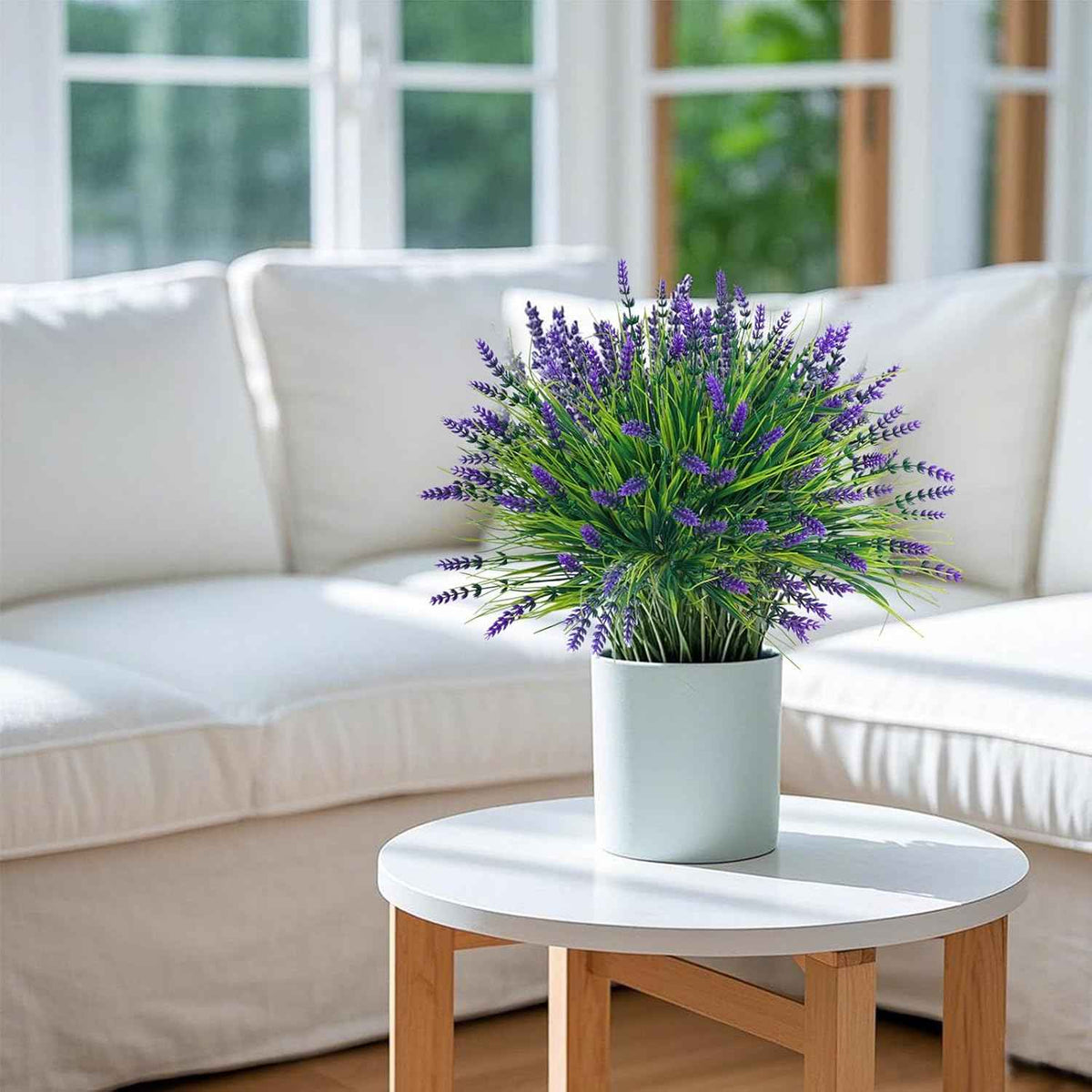 Fumwase Artificial Plants Flowers, 12 Bundles, Purplecolor | Fake Monkey Grass, No Fade, Artificial Shrubs Bushes Greenery, 14.2" Plastic Plants, For Garden Home Front Porch Decor
