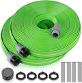 LAVEVE Heavy Duty Sprinkler Soaker Hose 100 FT, Flat Garden Hose with Holes | Efficient Flexible Irrigation Hose for Yard, Lawn and Garden, Includes Stakes (50FT x 2Pack)