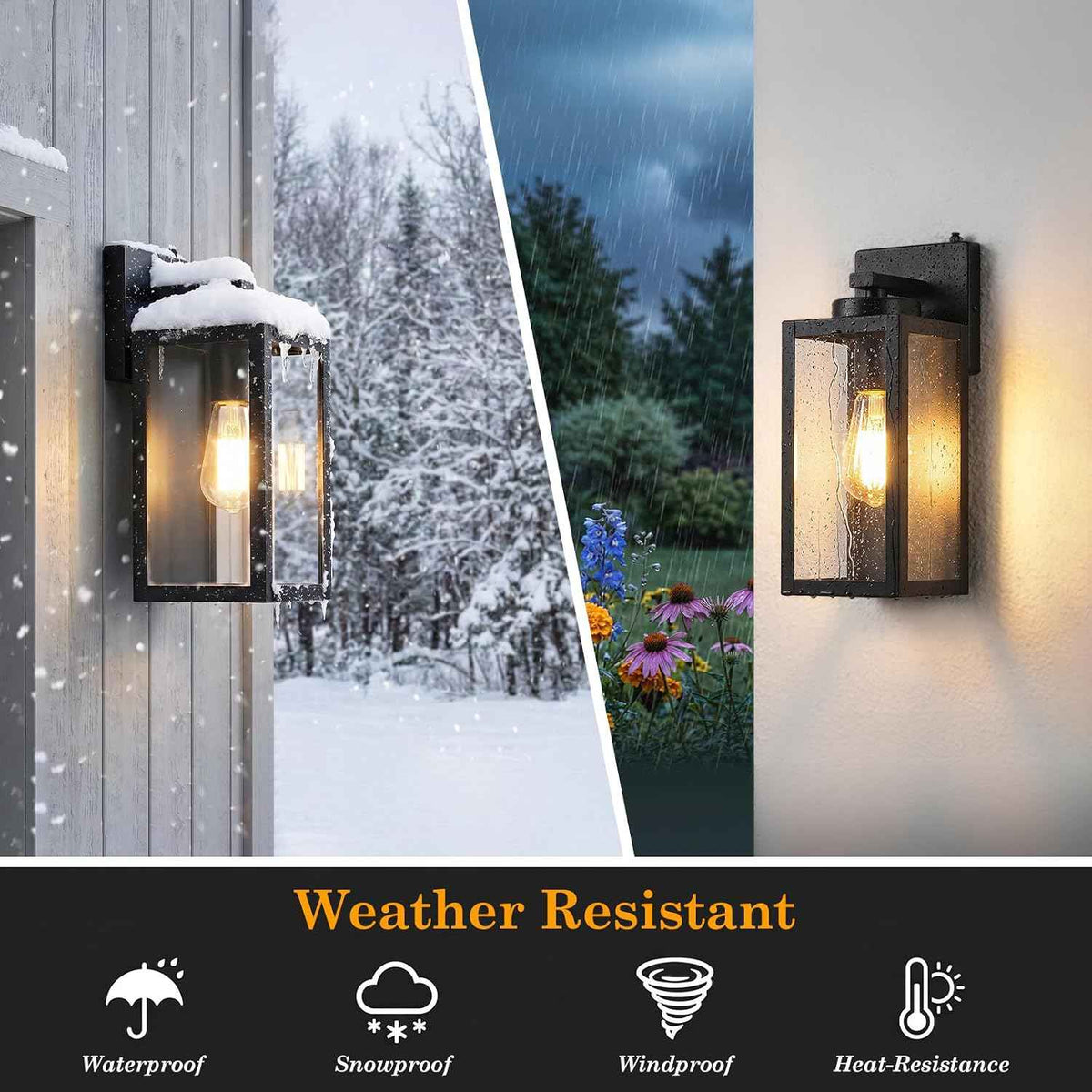BesLowe Upgraded Dusk to Dawn Outdoor Wall Lights, Matte Black, 2-Pack | Auto On/Off, Rust-Resistant, Quick & Easy Installation, Waterproof & Weatherproof, Thick Clear Glass & Durable Metal