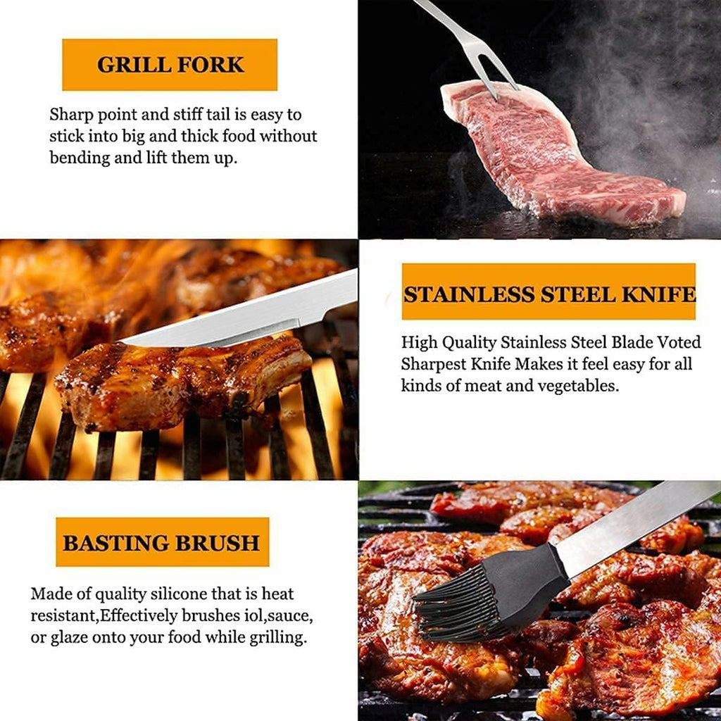 MUJUZE Grilling Accessories,BBQ Grill Sets for Outdoor,Grill Tool Set,Grill Kit for Camping,Backyard,BBQ Accessories with Apron,BBQ Gifts for Men,Grilling Gifts for Men