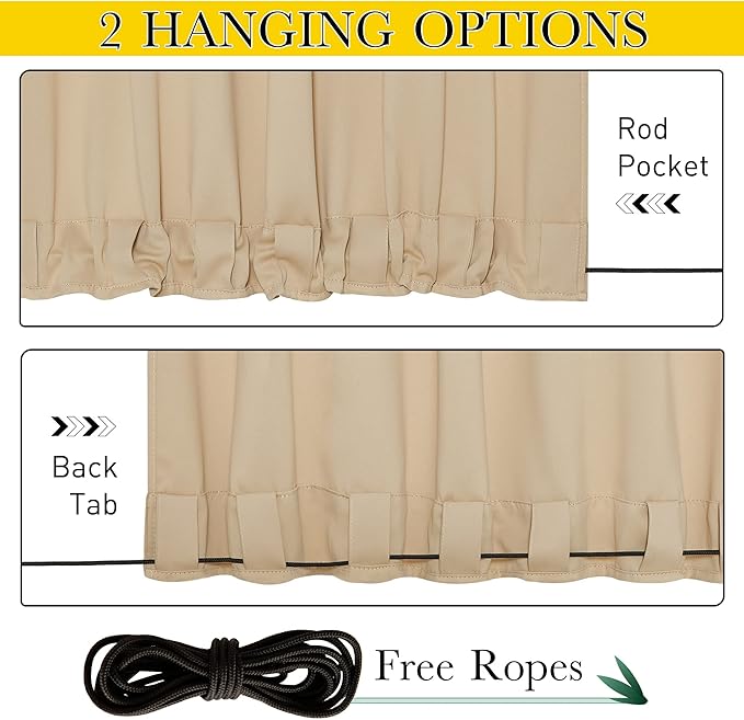NICETOWN 2 Panels Biscotti Beige Privacy Outdoor Curtains - Image 4
