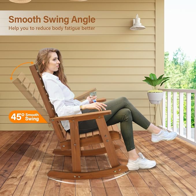 VINGLI Wooden Rocking Chair - Image 4