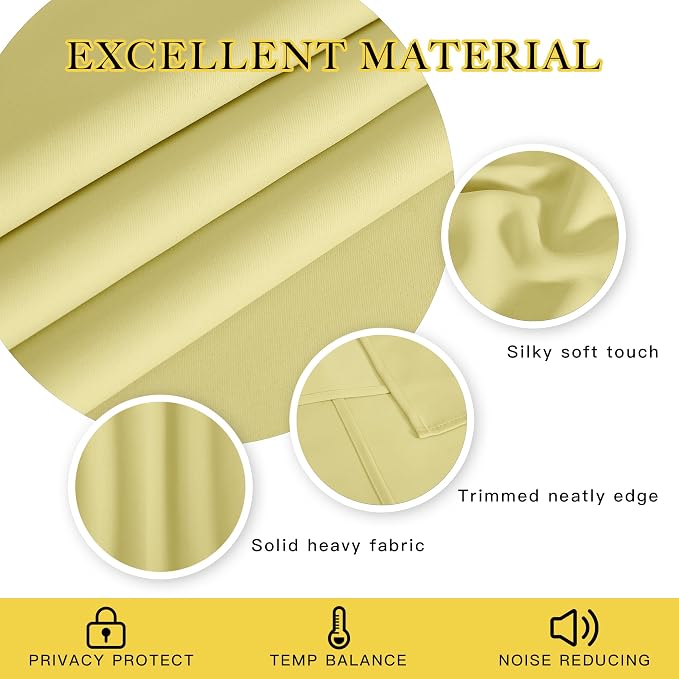 NICETOWN Paler Yellow Blackout Curtains - Image 2