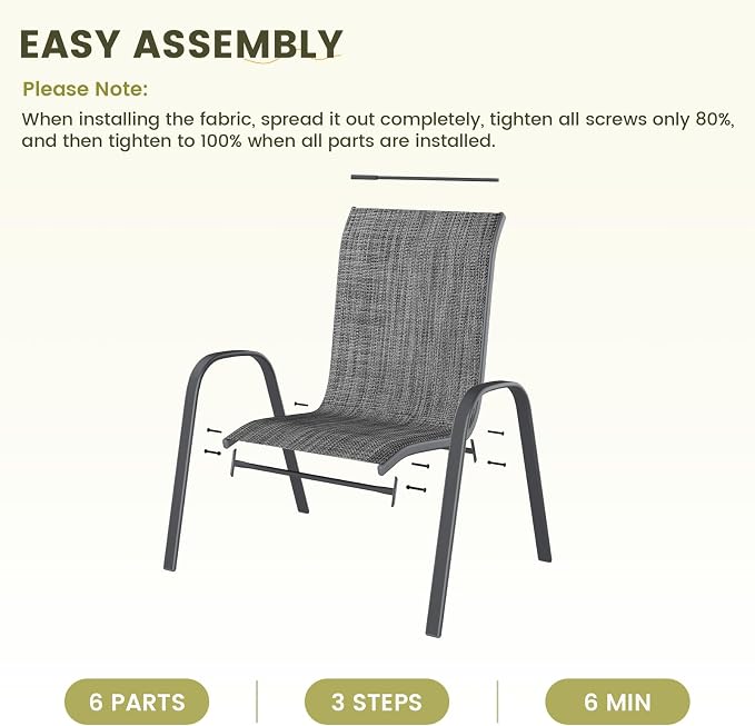UDPATIO Patio Chairs Set of 8, Stackable Outdoor Dining Chairs - Image 8
