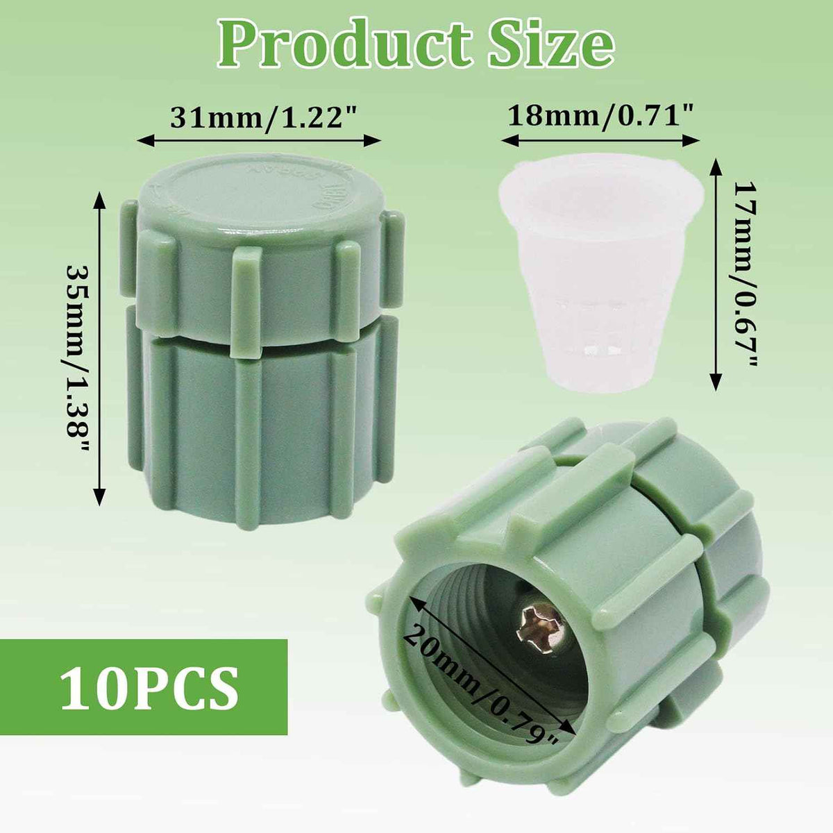 10 Pcs Adjustable Sprinkler Bubbler Head, Drip Irrigation Shrub Sprinkler with Flow Control for Garden, Lawn & Flower Beds, Fits 1/2" Male Thread (Green)