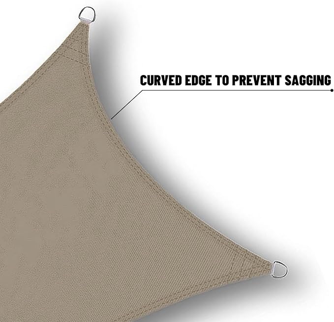 SUNNY GUARD Waterproof Sun Shade Sail 18'x18'x18' Taupe Triangle UV Block - Image 4