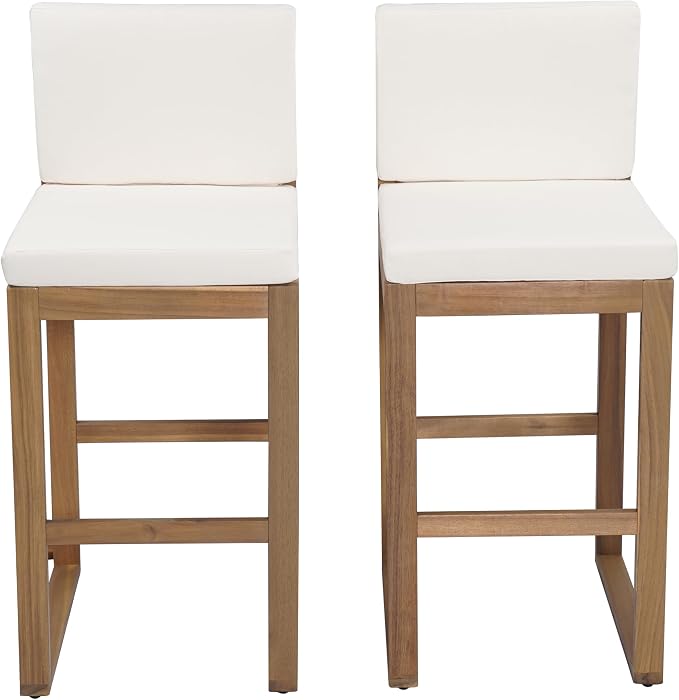 Christopher Knight Home Gree Acacia Wood Patio Bar Table and Chairs Set of 2 - Image 5