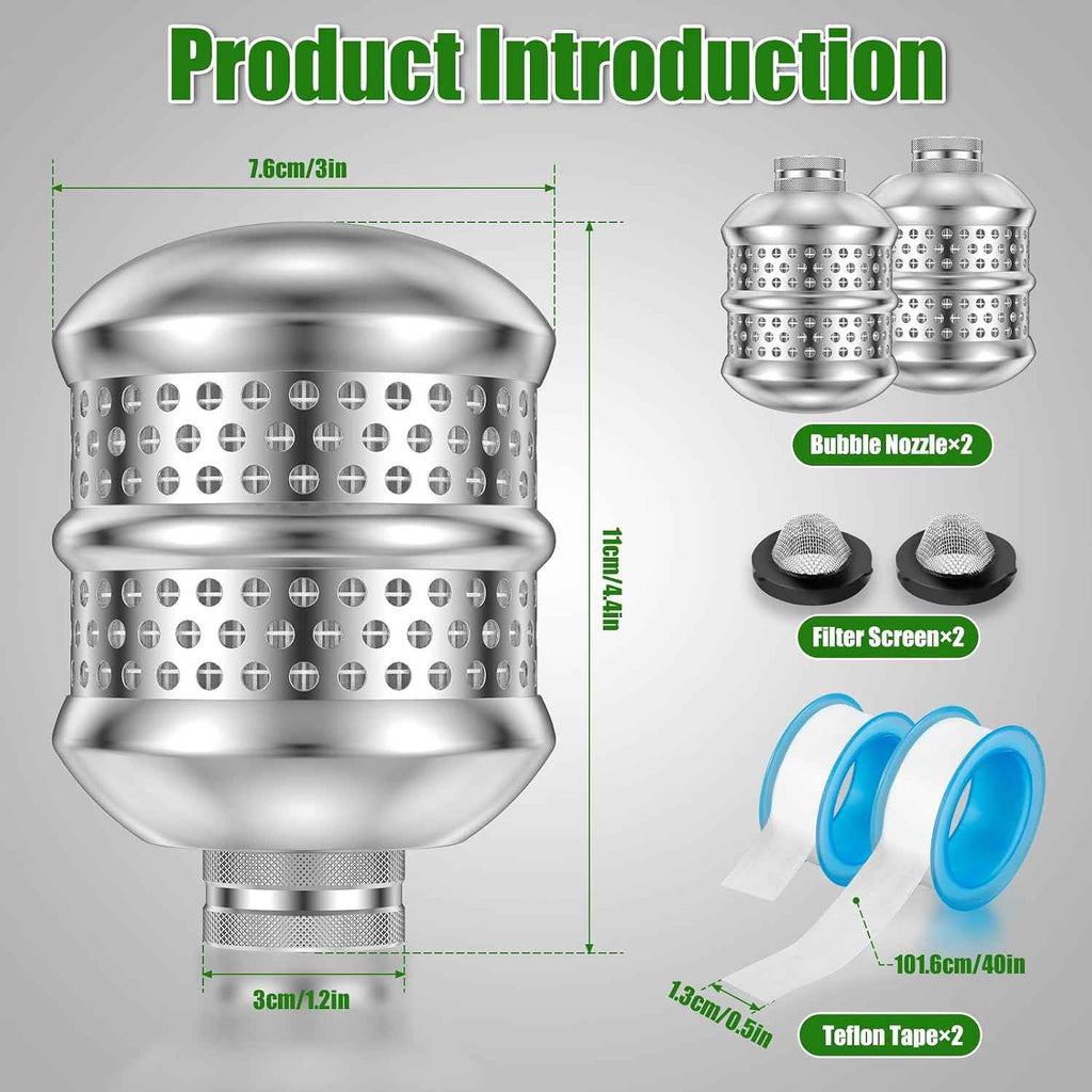 2 Pcs Bubbler Sprinkler Heads 3/4-15NH Thread Aluminum Diffuser Flood Nozzle with Raw Tape Gentle Flow Metal Bubbler Sprinkler Head, Gentle Garden Watering Soaker Sprinkler for Garden Lawn Yard