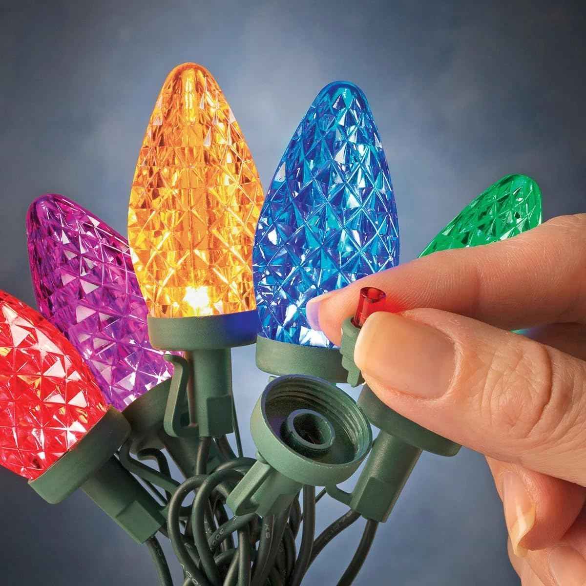 SYLVANIA Stay-Lit Platinum Strings Christmas Lights - LED C9 Multi Color Lights - (2 Strings of 50 Lights)