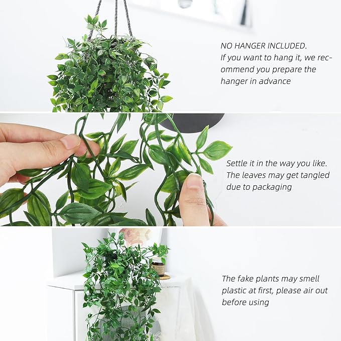 Whonline Fake Hanging Plants, Artificial Small Potted Plants - Image 3