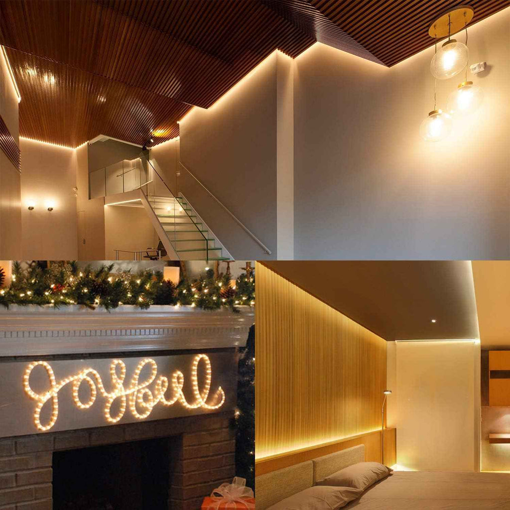20ft Warm White Rope Lights 110V 3000K 144LEDs for in/Outdoor Light | rope lights for outside, LED Outdoor Waterproof Warm White, Connectable and Flexible Tube Lights for Deck Garden Pool Patio