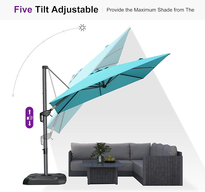 PURPLE LEAF 8 Feet Square Cantilever Umbrella Patio Umbrella - Image 8