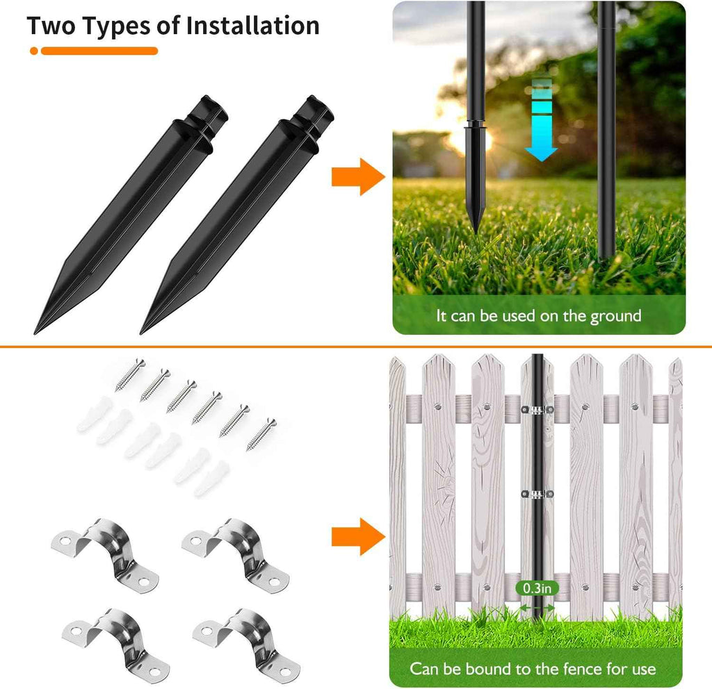 14 Pcs Steel Pole Extension Kit with Stakes & Connectors - 47" Height Adjustable - Compatible with Outdoor Landscape Lighting