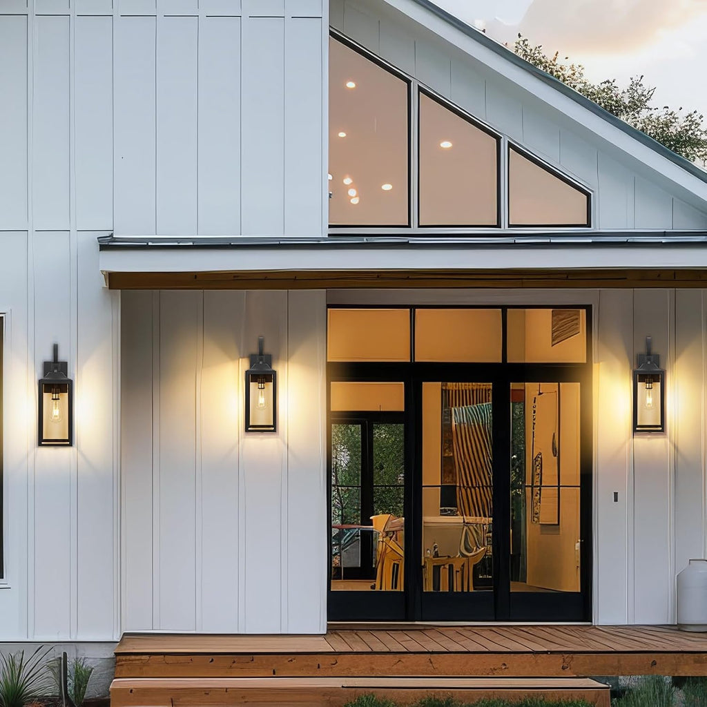 19" Large Outdoor Light Fixture 2 Pack, Black Exterior Lighting Fixtures | Anti Rust Porch Lights Outdoor, Modern Wall Lantern Coach Lamps Sconce, Outside Lights for House, Doorway, Garage, Patio