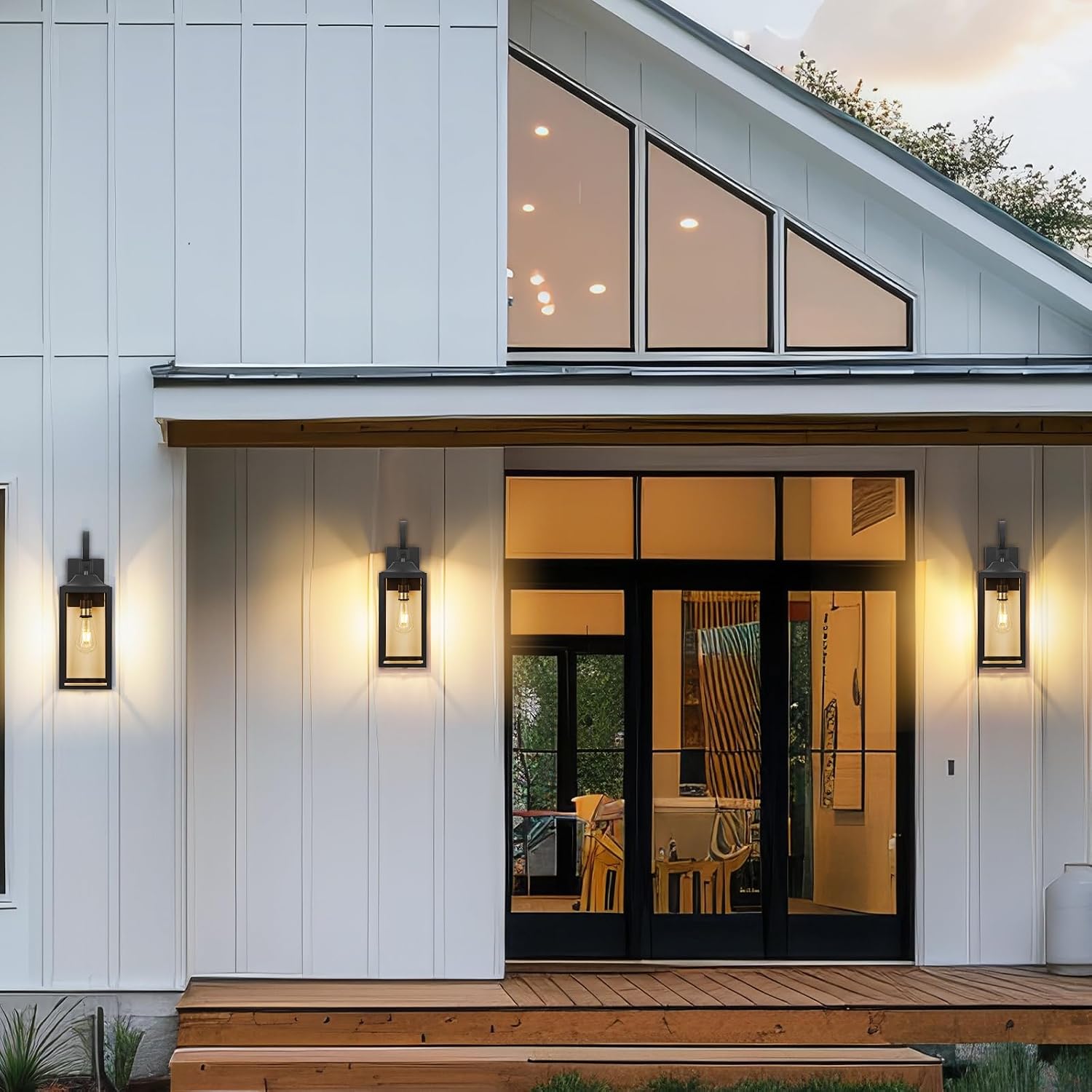 19" Large Outdoor Light Fixture 2 Pack, Black Exterior Lighting Fixtures | Anti Rust Porch Lights Outdoor, Modern Wall Lantern Coach Lamps Sconce, Outside Lights for House, Doorway, Garage, Patio