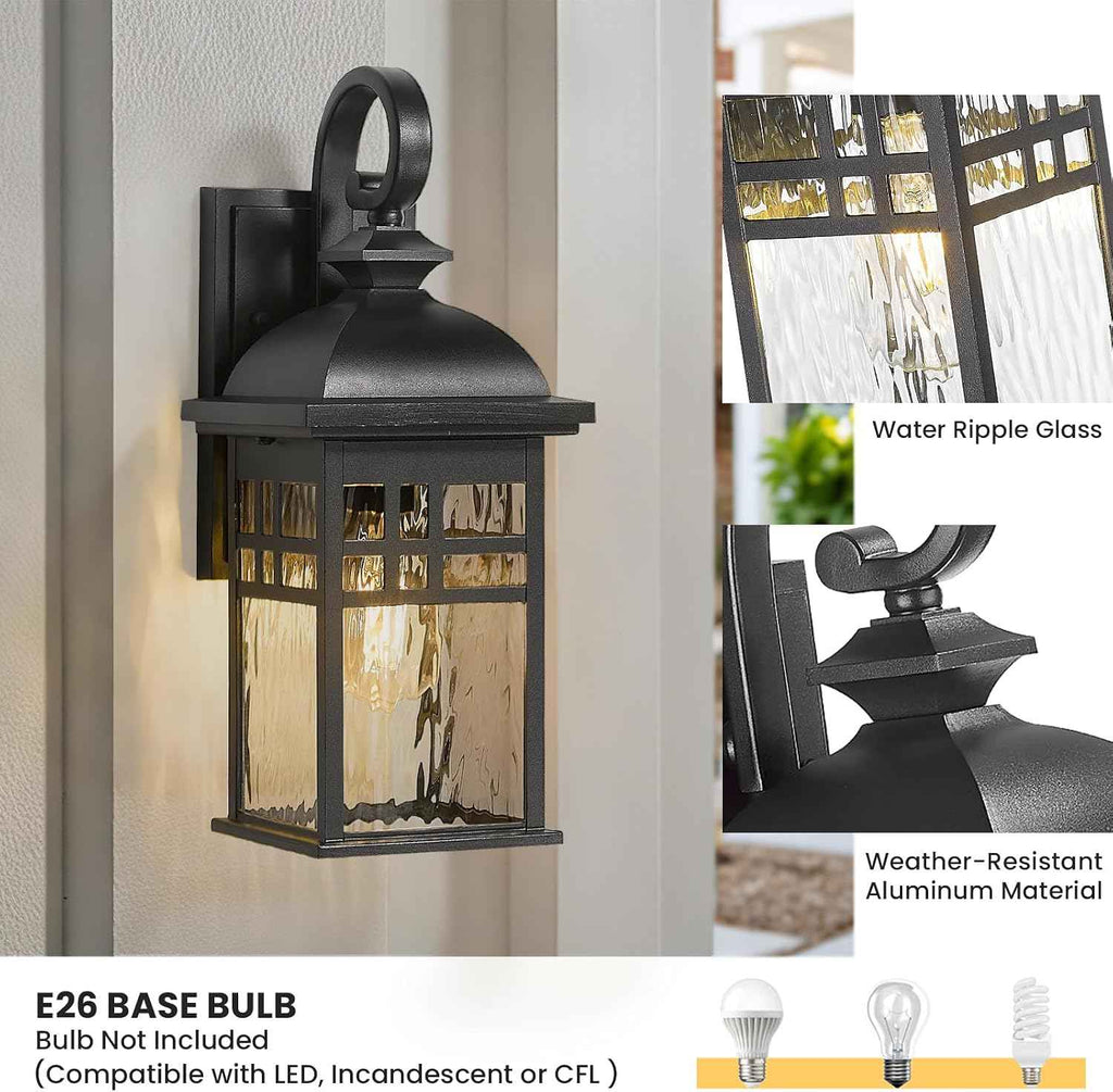 Outdoor Wall Lights Black Outdoor Porch Lights wall Mount | Waterproof, Anti-Rust Outdoor Wall Sconce for House Garage Porch, 15 Inch Height , E26 Socket
