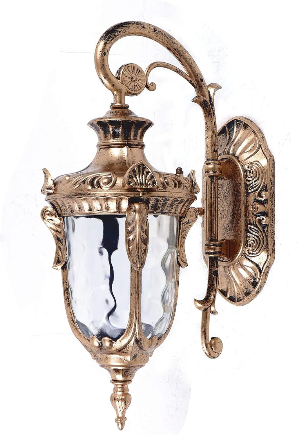 Vintage Outdoor Wall Sconce, Outdoor Wall Light Fixtures, Waterproof Porch Light with E26 Socket, Wall Mount Barn Light with Hammered Glass Shade for Front Doors, Sheds, Hallways, Terraces (Bronze)