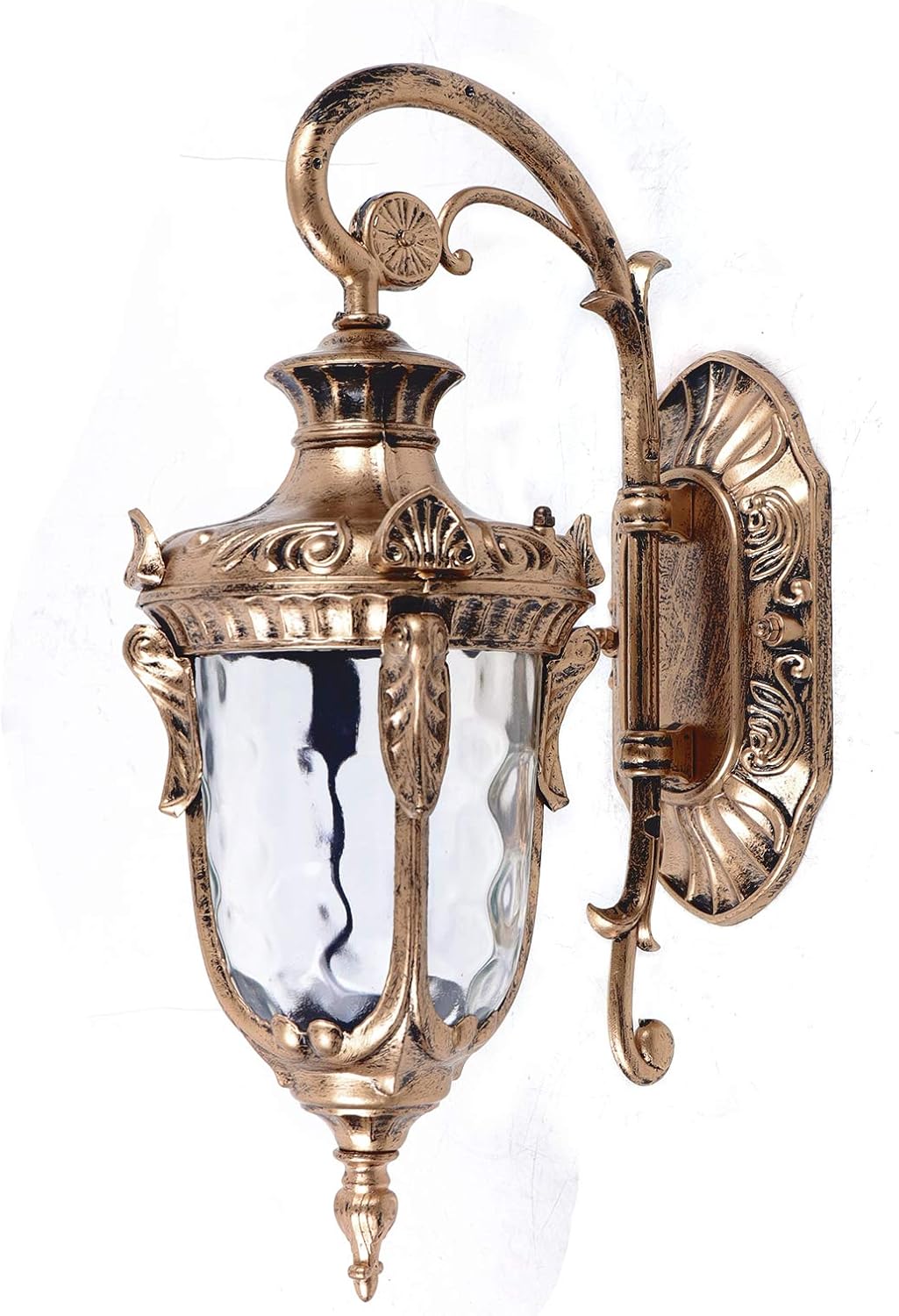 Vintage Outdoor Wall Sconce, Outdoor Wall Light Fixtures, Waterproof Porch Light with E26 Socket, Wall Mount Barn Light with Hammered Glass Shade for Front Doors, Sheds, Hallways, Terraces (Bronze)