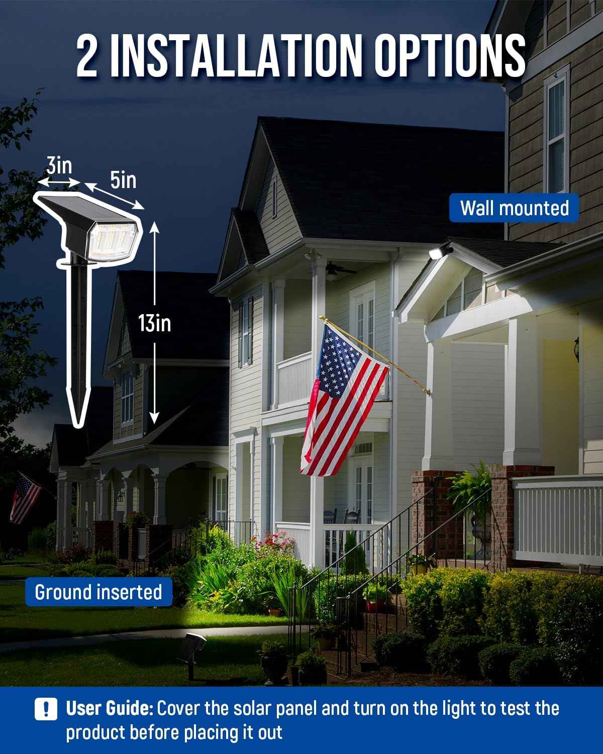 AUDERWIN Solar Spot Lights Outdoor Waterproof, 10 Pack, Cool White | 63 LED, 3 Lighting Modes, Solar Landscape Lights for Yard, Garden, House, Garage, Pathway, Tree, Backyard