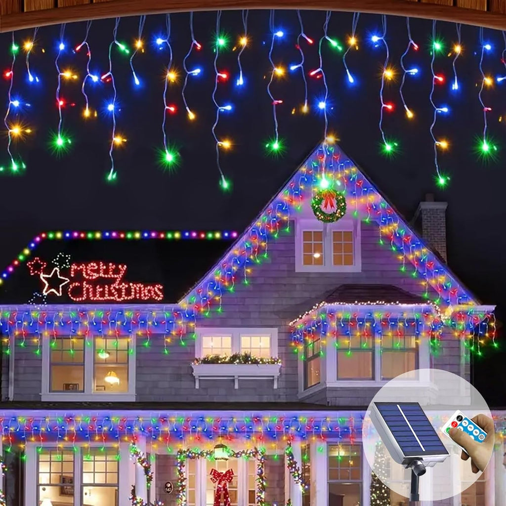 Neoclassy Upgraded Solar Christmas Lights,304LED Outdoor Christmas Decorations 8 Modes Waterproof Solar Halloween Thanksgiving Lights for Patio Yard Wedding Party House Xmas Tree Roof Decorations