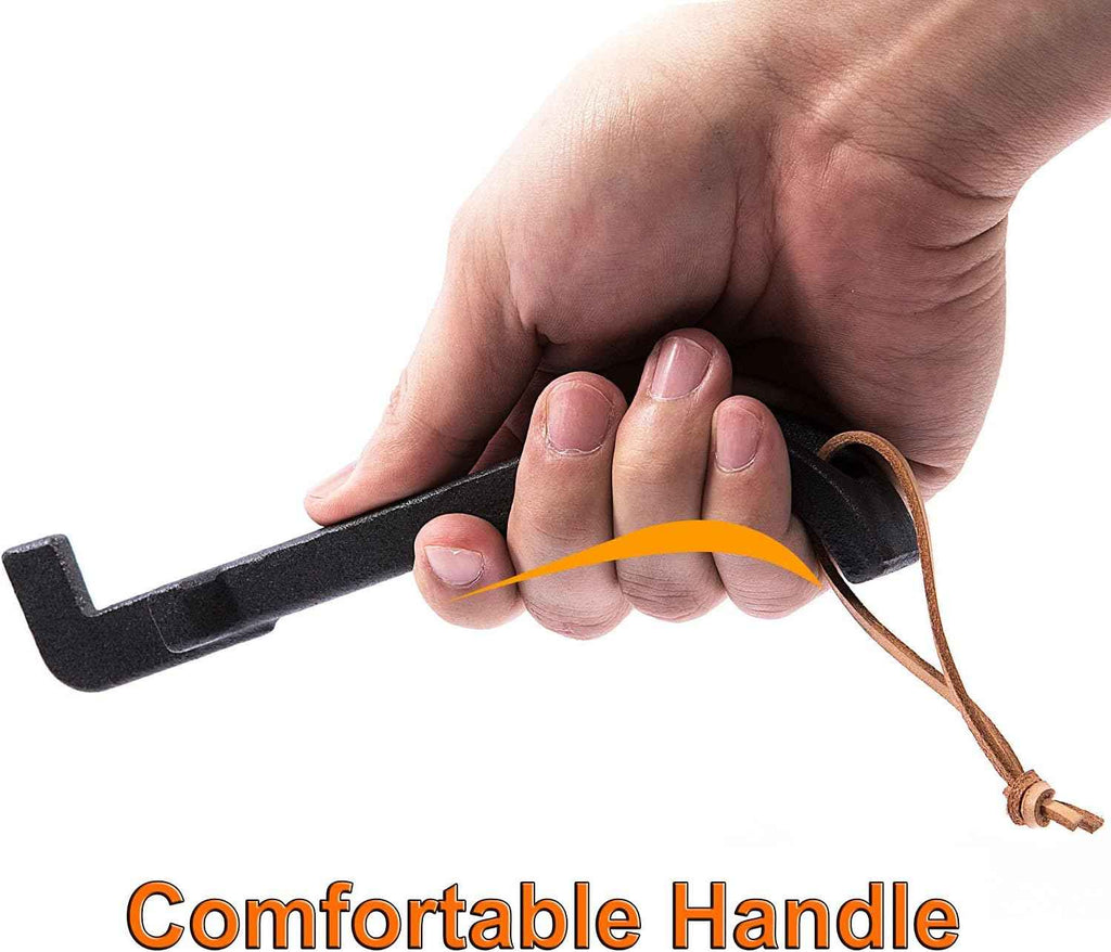 DELSbbq Cast Iron Barbecue Universal Grill Grid Lifter, 8 inch Long hot Surfaces handling Lifter Gripper for Most Charcoal Grills and Gas Grills