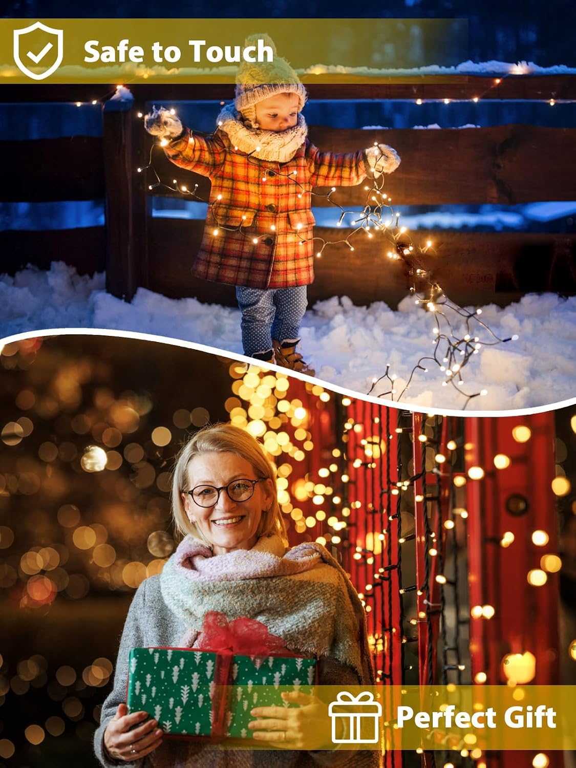 Solar String Lights Outdoor 2 Pack 200 LED 66FT Christmas Lights Warm White | 8 Lighting Modes, Memory Function, Auto On/Off, IP65 Waterproof Twinkle Lights for Outside Garden Yard Party Xmas Tree Decor